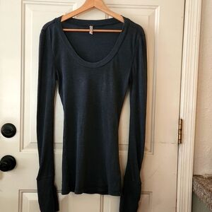 Free People Long Sleeve Tee in Dark Gray